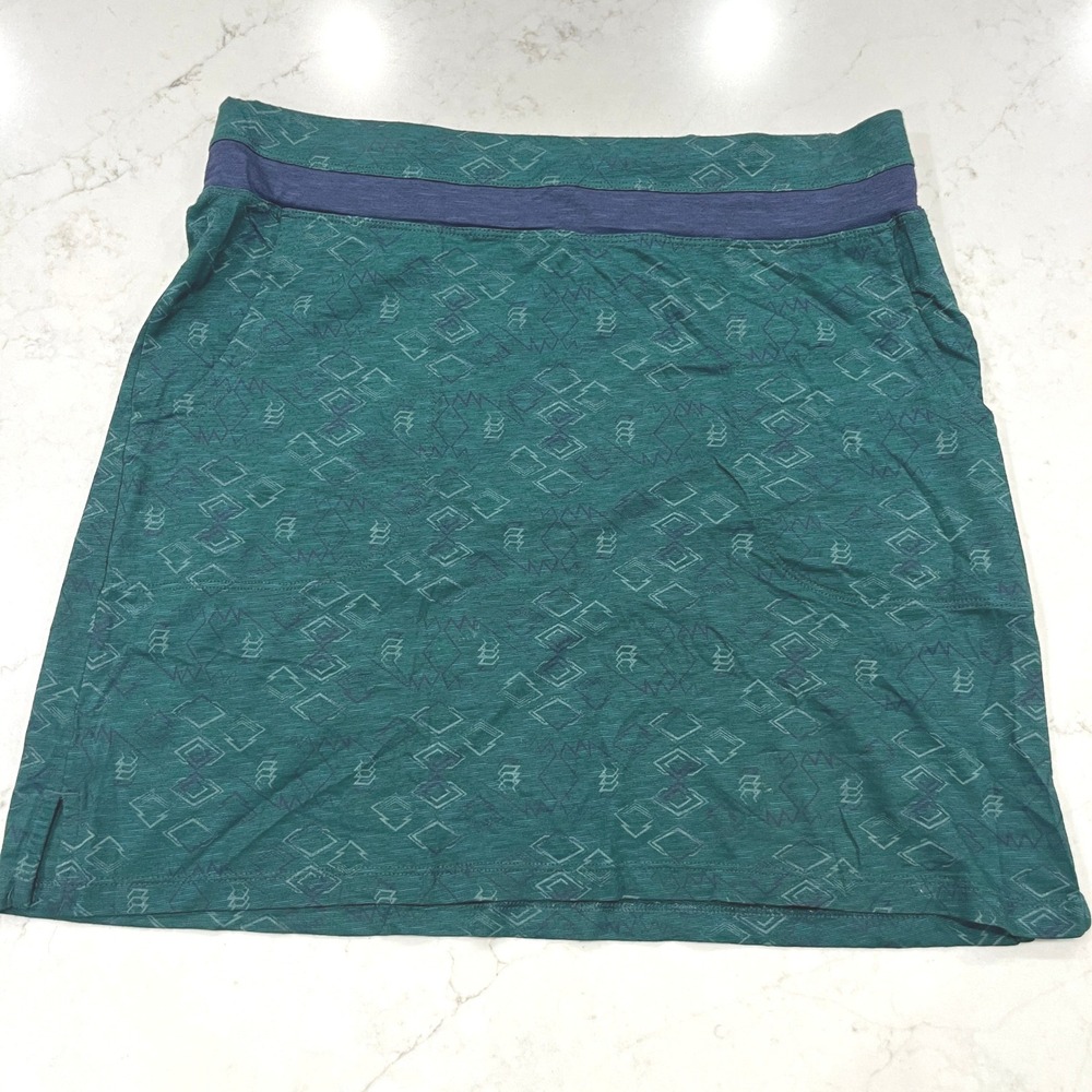 Toad & Co Jersey Knit Skirt Womens L Green Organic Cotton Tencel Outdoor Pockets